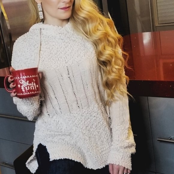 MODA ME COUTURE Tops - Laid Back Chenille Knit Sweater - Sand